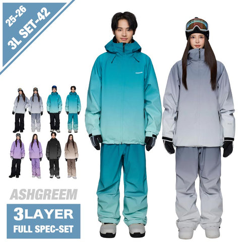ASHGREEM (アッシュグリーム) 【予約商品】 25-26 スノーボードウェア 上下セット 3レイヤ フルシーム グラデーション ジャケット AG-42SET 耐水圧30000mm スノーウェア スノボウェア スキーウェア スノボーウェア 上下2点セット セットアップ パンツ メンズ レディース 新作